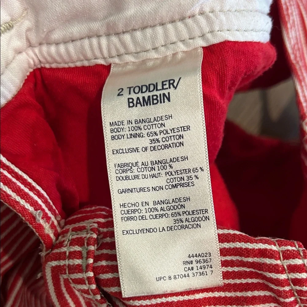 OshKosh B'gosh Red and White Striped Kids Overalls